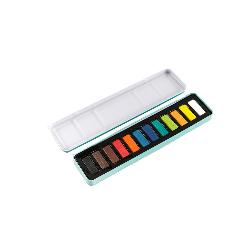 The steps of using solid watercolor paint